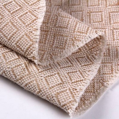 Jute Cloth Jacquard Fabric Rhombus Grid Burlap Cotton Mixed Cloth For Handcraft Bag Shoes Background Burlap